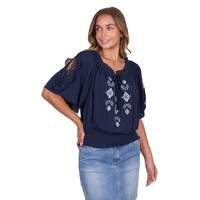 Pure Western Womens Deanne S/S Blouse (P5S2571112) Navy