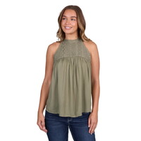 Pure Western Womens Abigail Sleeveless Blouse (P5S2574116) Moss