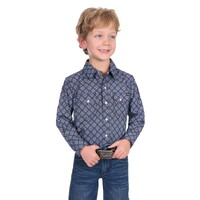 Pure Western Boys Douglas L/S Shirt (P5S3100070) Navy/White