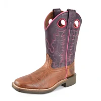 Pure Western Childrens Hadley Western Boots (PCP78071C) Oil Distressed Brown/Purple
