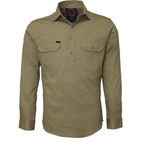 Ritemate Mens Closed Front Heavy Weight L/S Work Shirt (RM100CF) Khaki