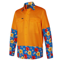 Ritemate Mens Light Weight Open Front Two Tone Vented L/S Shirt (RMRU02) Orange-Hibiscus [GD]
