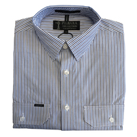 Ritemate Mens Pilbara Classic Cotton Dual Pocket Stripe S/S Shirt (RMPC058S) Blue-Navy-White Stripe [SD]