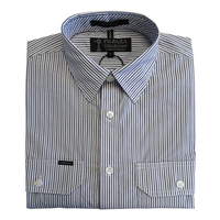 Ritemate Mens Pilbara Classic Cotton Dual Pocket Stripe S/S Shirt (RMPC058S) Grey-Navy-White Stripe [SD]