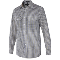 Ritemate Mens Pilbara Classic Cotton Dual Pocket Check L/S Shirt (RMPC060) Olive-Navy-White [SD]