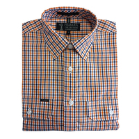 Ritemate Mens Pilbara Classic Cotton Dual Pocket Check S/S Shirt (RMPC060S) Orange-Navy-White [SD]