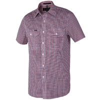 Ritemate Mens Pilbara Classic Cotton Dual Pocket Check S/S Shirt (RMPC060S) Red-Navy-White [SD]