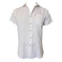 Ritemate Mens Pilbara Linen S/S Shirt (RMPC055S) White 