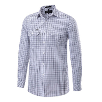 Ritemate Mens Pilbara Dual Pocket Classic Fit L/S Shirt (RMPC105) Navy/Grey/White Check