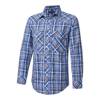 Ritemate Mens Pilbara Western Snap Button L/S Shirt (RMPW009) Blue/Black/White 