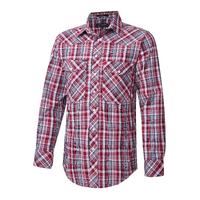 Ritemate Mens Pilbara Western Snap Button L/S Shirt (RMPW009) Red/Black/White 