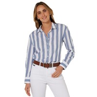 Ritemate Womens Pilbara Jacquelin Classic Cotton L/S Shirt (RMPC154) Chambray/White