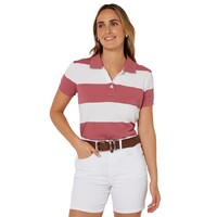 Ritemate Womens Pilbara Sophia Classic Cotton Polo (RMPC122) Cardinal/White