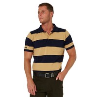 Ritemate Mens Pilbara Classic Cotton Polo (RMPC110) Golden Rough/French Navy