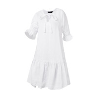 Ritemate Womens Pilbara Tilly 3/4 Sleeve Linen Dress (RMPC136) White