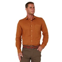 Ritemate Mens Pilbara Classic Fit L/S Linen Shirt (RMPC055) Terracotta