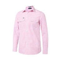 Ritemate Mens Pilbara Classic Fit L/S Shirt (RMPC152) Red/White