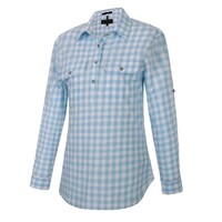 Ritemate Womens Pilbara Closed Front L/S Check Shirt (RMPC155) Blue/White