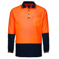 Ritemate Unisex Hi Vis L/S Polo (RM2346) Orange/Navy