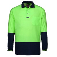 Ritemate Unisex Hi Vis L/S Polo (RM2346) Yellow/Navy