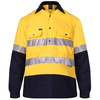 Ritemate Unisex Two Tone Closed Front L/S Work Shirt with Reflective Tape (RM105CFR) Yellow/Navy