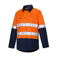 Ritemate Unisex Vented Closed Front Lightweight L/S Work Shirt (RM107VCFR) Orange/Navy