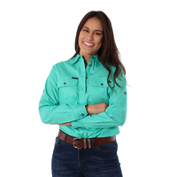 Ringers Western Womens Pentecost River Half Button Work Shirt (171210002) Mint
