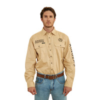 Ringers Western Mens Hawkeye Full Button Work Shirt (118110002) Dark Sand/Black