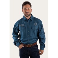 Ringers Western Mens Hawkeye Full Button Work Shirt (118110002) Petrol Blue with Ultimate Grey Embroidery