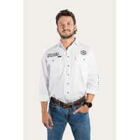 Ringers Western Mens Hawkeye Full Button Embroidered Work Shirt (118110002) White with Black Embroidery