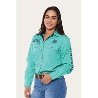 Ringers Western Womens Signature Jillaroo Full Button Work Shirt (218110002) Mint/Dark Navy Embroidery [GD]