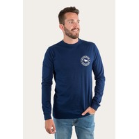 Ringers Western Mens Signature Bull Long Sleeve Tee (121003RW) Navy With White Print