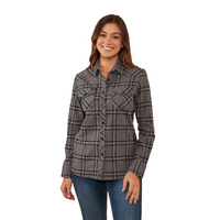 Ringers Western Womens Junee Semi Fitted L/S Flannelette Shirt (219209074) Charcoal/Black [SD]