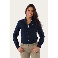 Ringers Western Womens Longreach Plain Stretch Poplin Dress Shirt (218109059) Navy [GD]