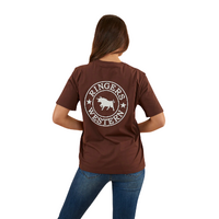 Ringers Western Womens Signature Bull Loose Fit S/S Tee (220018RW) Chocolate/White [SD]