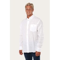 Ringers Western Mens Glenmorgan Relaxed Linen Dress Shirt (120209570) White [GD]