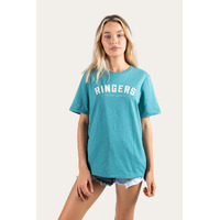 Ringers Western Womens Michigan Loose Fit T-Shirt (221106RW) Dusty Jade with Cream Print [GD]