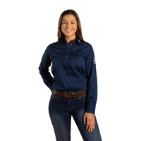 Ringers Western Womens Delta Half Button Work Shirt (221074RW) Navy [GD]