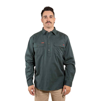 Ringers Western Mens Southern Highlands Half Button Work Shirt (121101RW) Forest Green [SD]