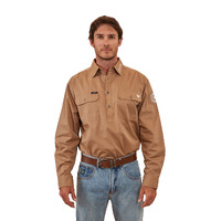 Ringers Western Mens Kreiger Half Button Work Shirt (122119RW) Clay