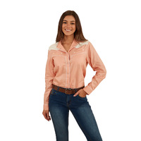 Ringers Western Womens Musgraves L/S Western Shirt (222121RW) Coral/Off White [GD]
