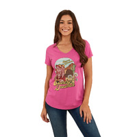 Ringers Western Womens Country Girls S/S V Neck Tee (222152RW) Candy [GD]
