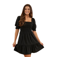 Ringers Western Womens Tahlia Shirred Mini Dress (222031RW) Black  [SD]