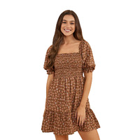 Ringers Western Womens Tahlia Shirred Mini Dress (222031RW) Toffee  [SD]