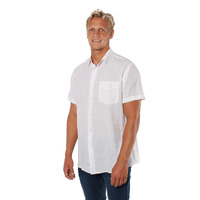 Ringers Western Mens Dawson Relaxed Linen S/S Dress Shirt (120209580RW) Bright White [GD]