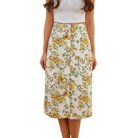Ringers Western Womens Rosabel Midi Skirt (222138RW) White/Yellow   [SD]