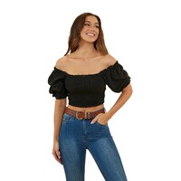 Ringers Western Womens Rosabel Shirred Top (223084RW) Black  [SD]
