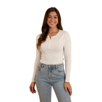 Ringers Western Womens Laila L/S Ribbed Tee (224030RW) White