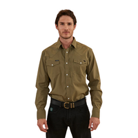 Ringers Western Mens Dillinger L/S Western Shirt (122106RW) Military Green [SD]