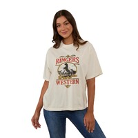 Ringers Western Womens Horsin Around Oversized S/S Tee (223164RW) Vintage White